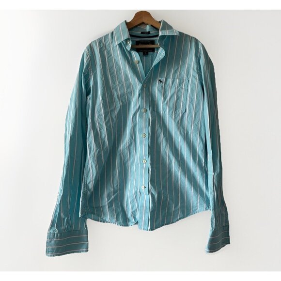 Abercrombie & Fitch Muscle Shirt Long Sleeve Mens Large Striped Y2K Preppy 2000s - Picture 1 of 14